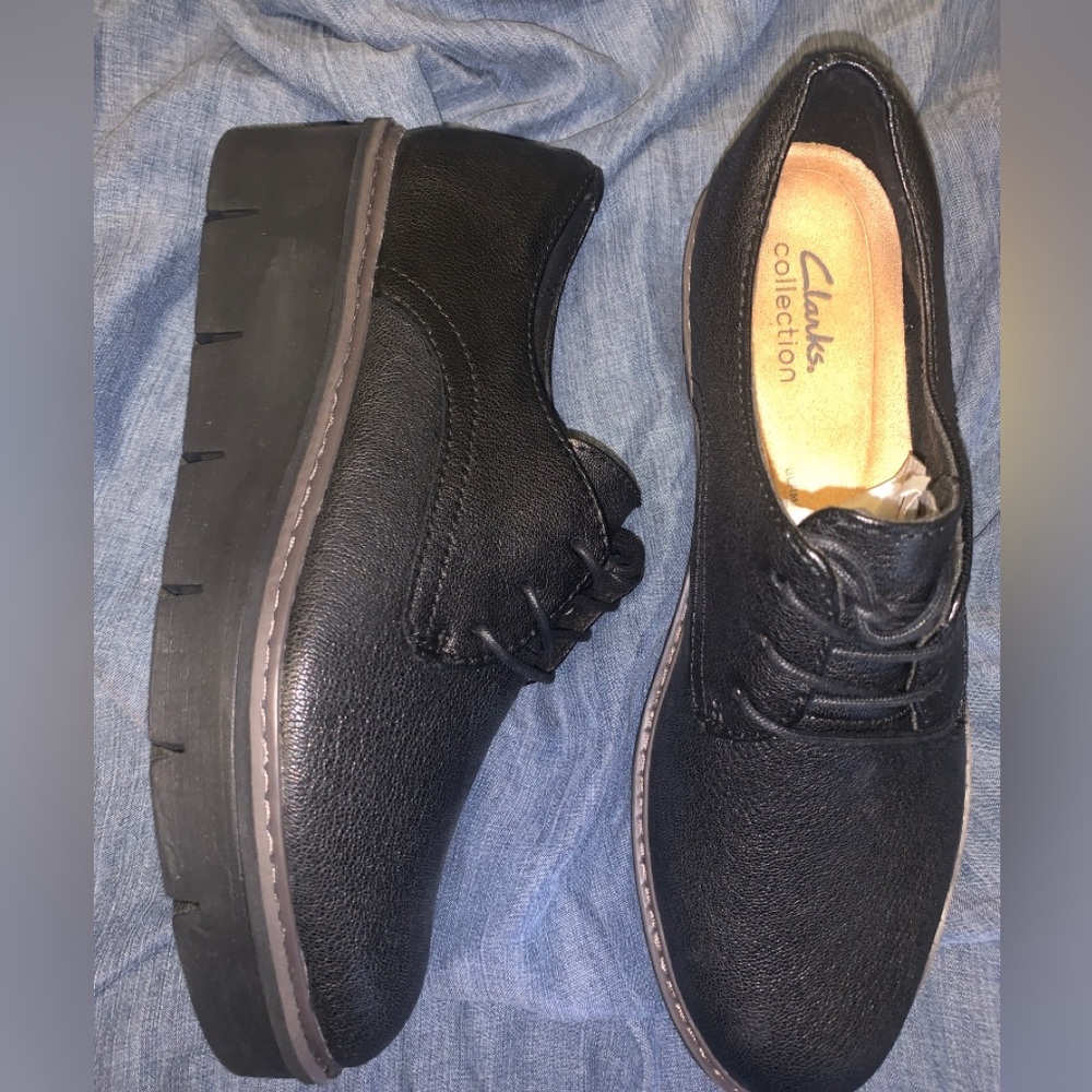 Clarks Airabell Tye Platform Oxfords with a chunky wedge heel